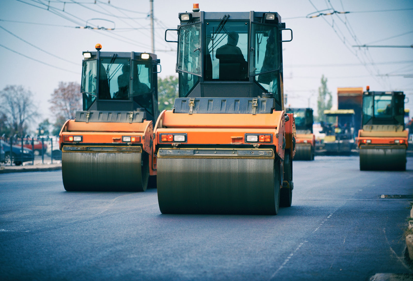Road construction and asphalt paving