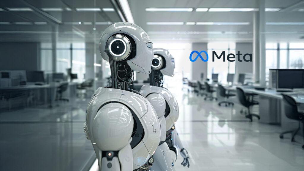 Concepto de robots humanoides en entorno de oficina de Meta