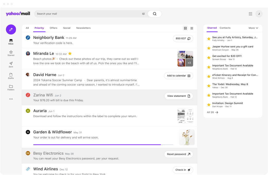 Yahoo Mail Inbox Interface