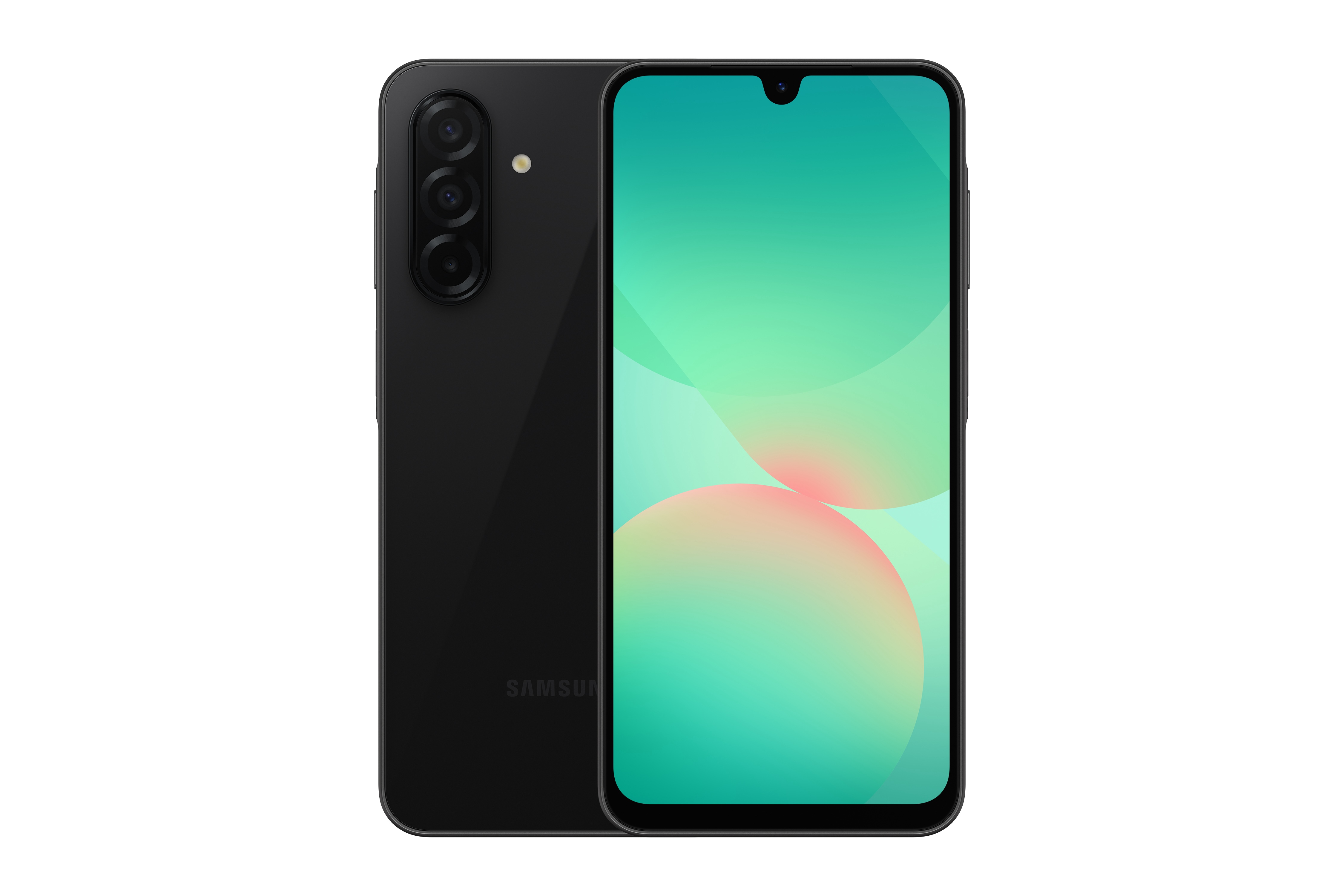Samsung Galaxy A07 en color negro mostrando su diseño delgado y elegante