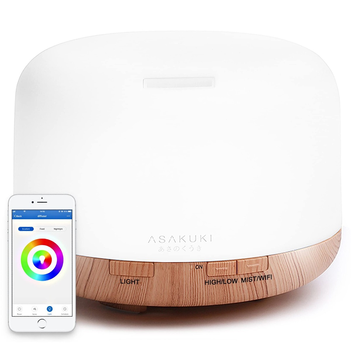 ASAKUKI 500ml Premium Essential Oil Diffuser, 5-in-1 Ultrasonic