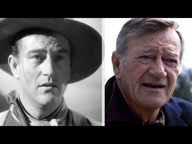 John Wayne joven y mayor, mostrando el paso del tiempo