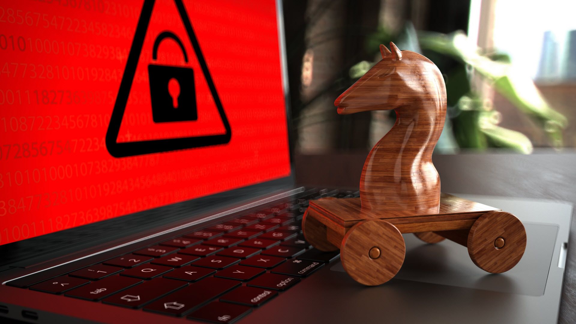 Computadora con advertencia de malware DoubleTrouble