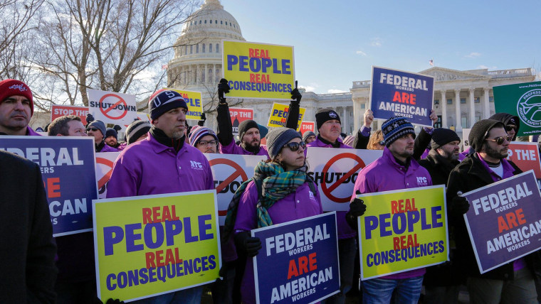 Federal workers protesting