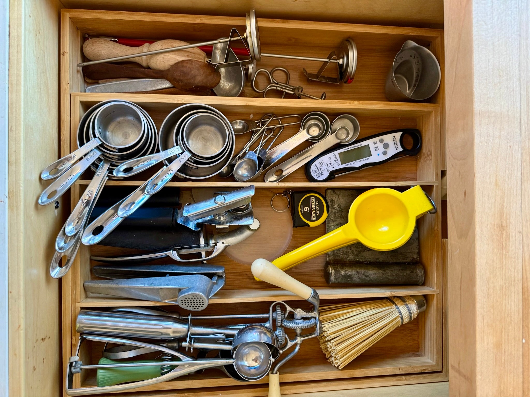Kitchen utensils on a wooden table