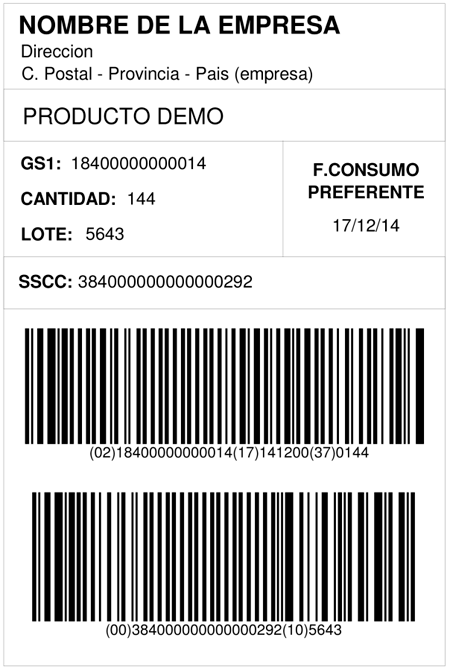Etiqueta con código de barras