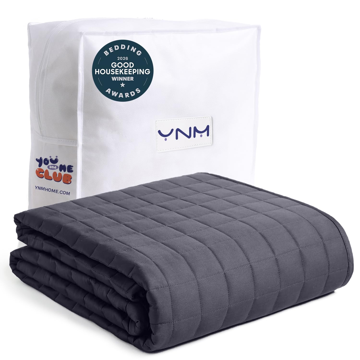 YnM 15 lbs Weighted Blanket for Adults 48x72 Twin/Full Dark Grey