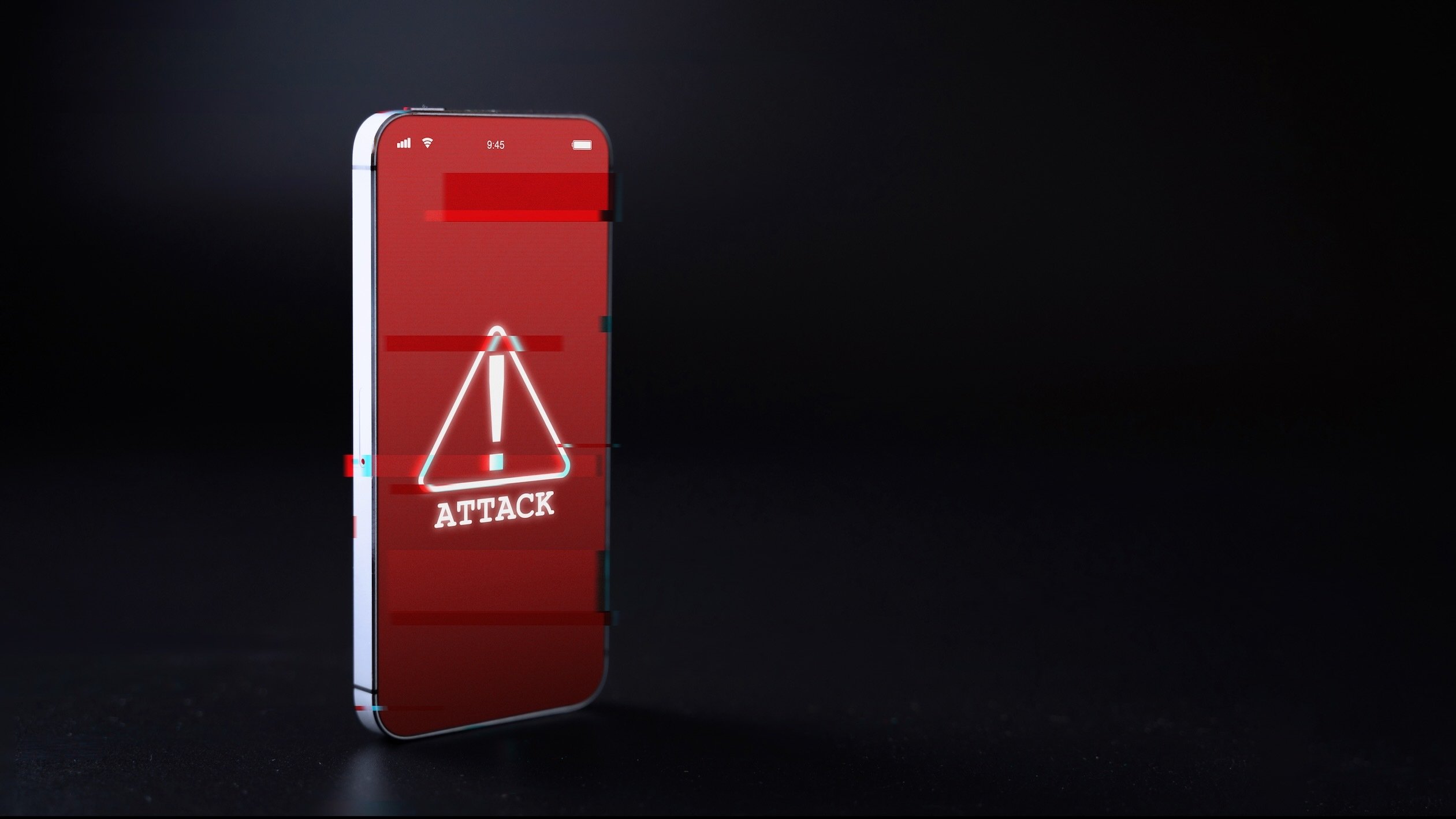Teléfono móvil con pantalla de advertencia de ataque