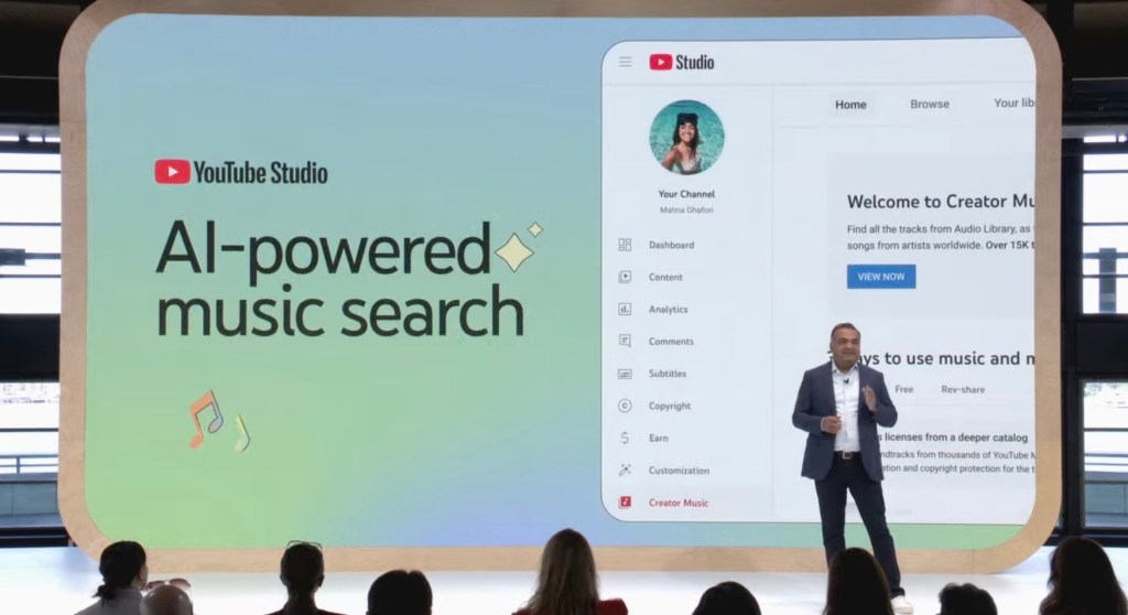 Interfaz de YouTube Music con funciones de IA