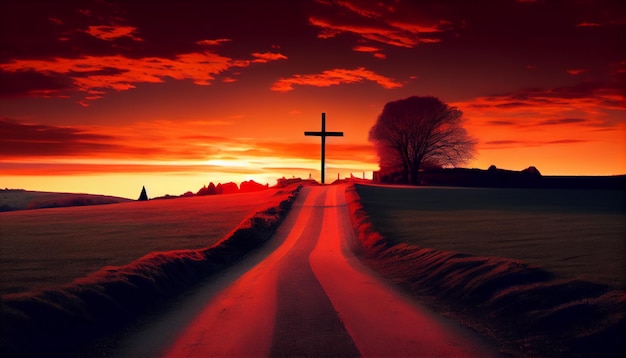 Caminho iluminado pela luz divina