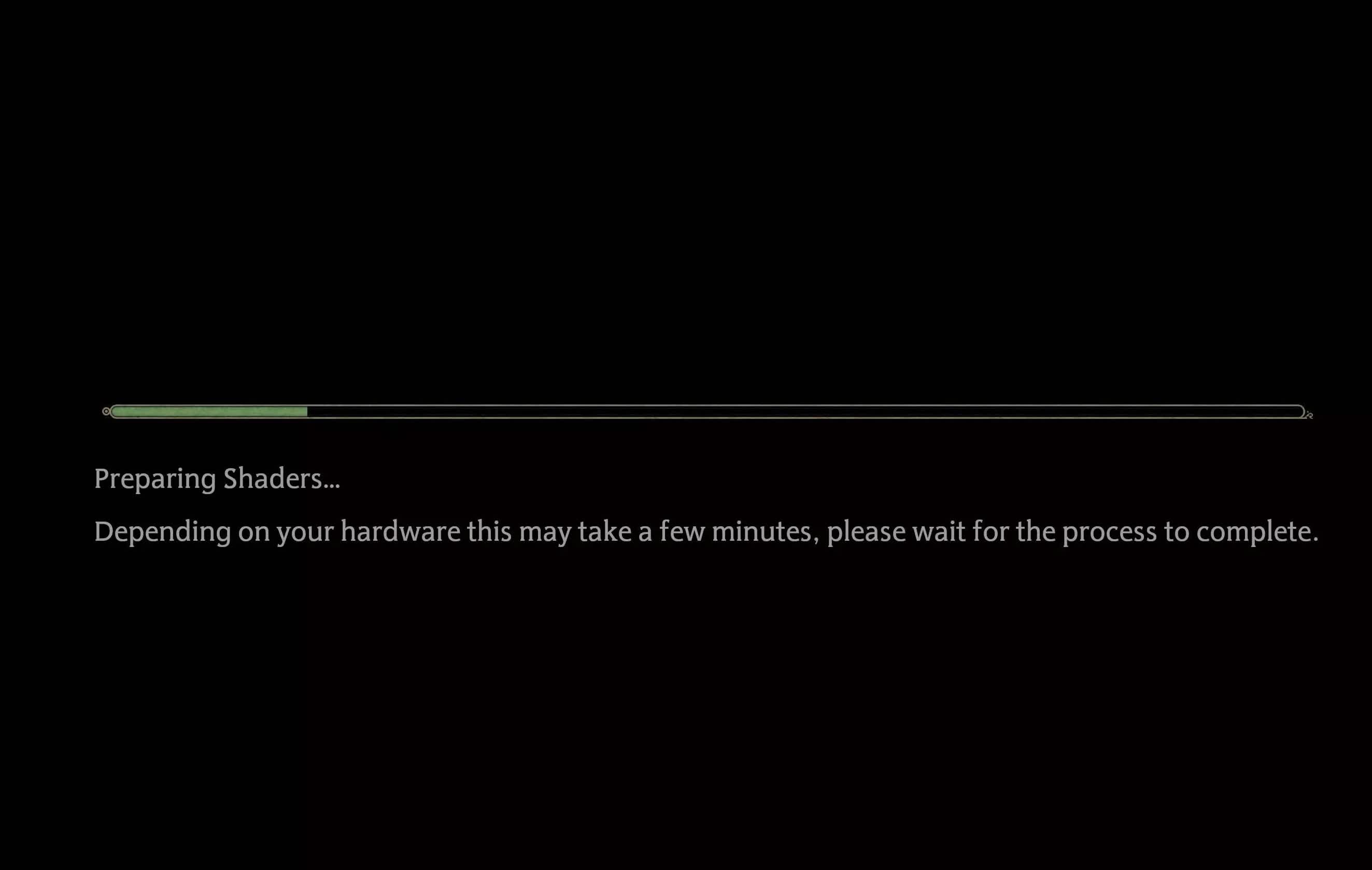 Pantalla de carga de juego mostrando 'Preparando shaders'