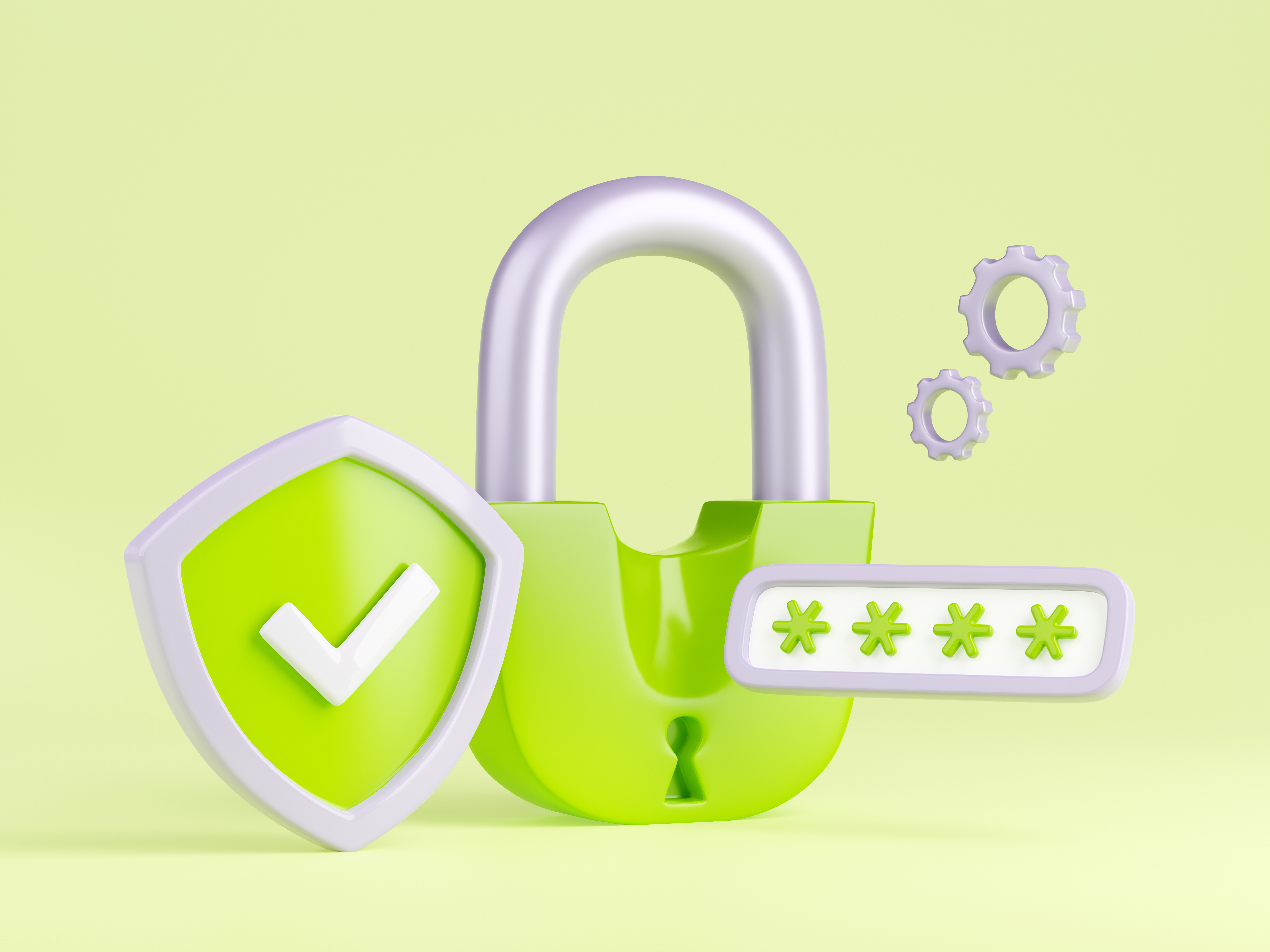 Iconos de seguridad digital con candado y escudo