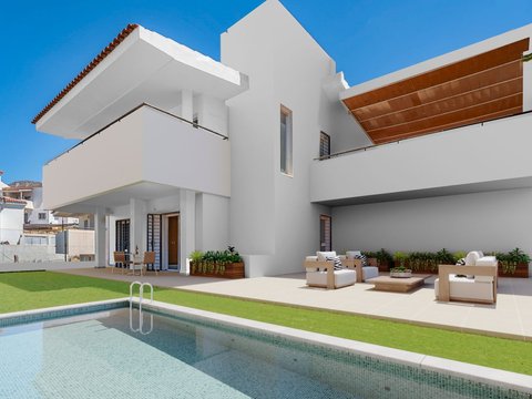 Villa blanca con piscina