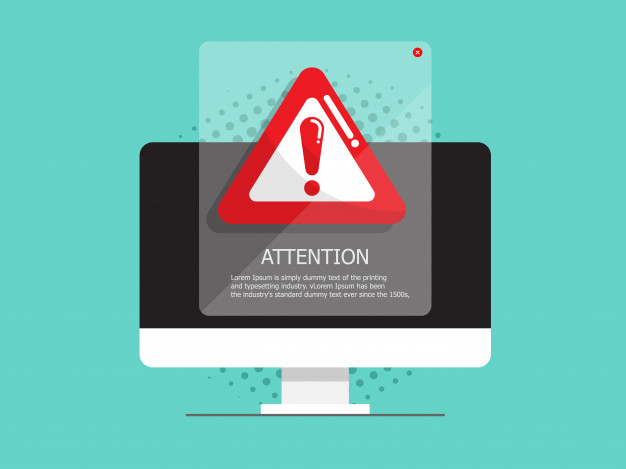 Pantalla de computadora con advertencia de seguridad