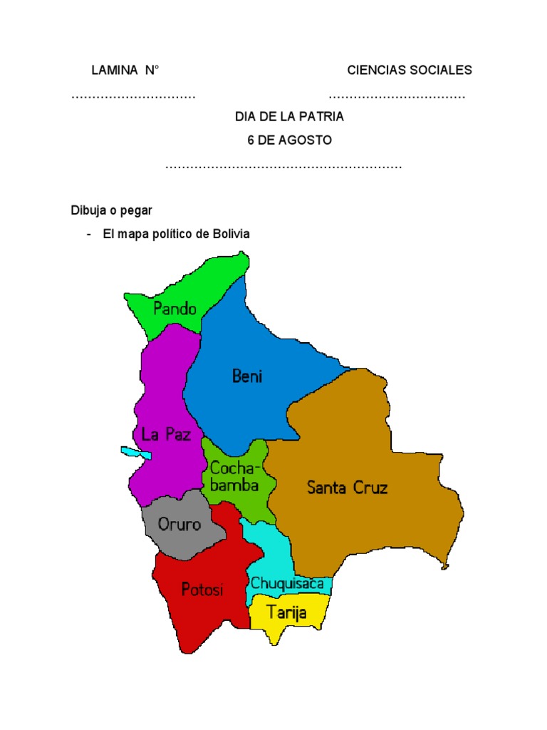 Mapa de Bolivia con departamentos