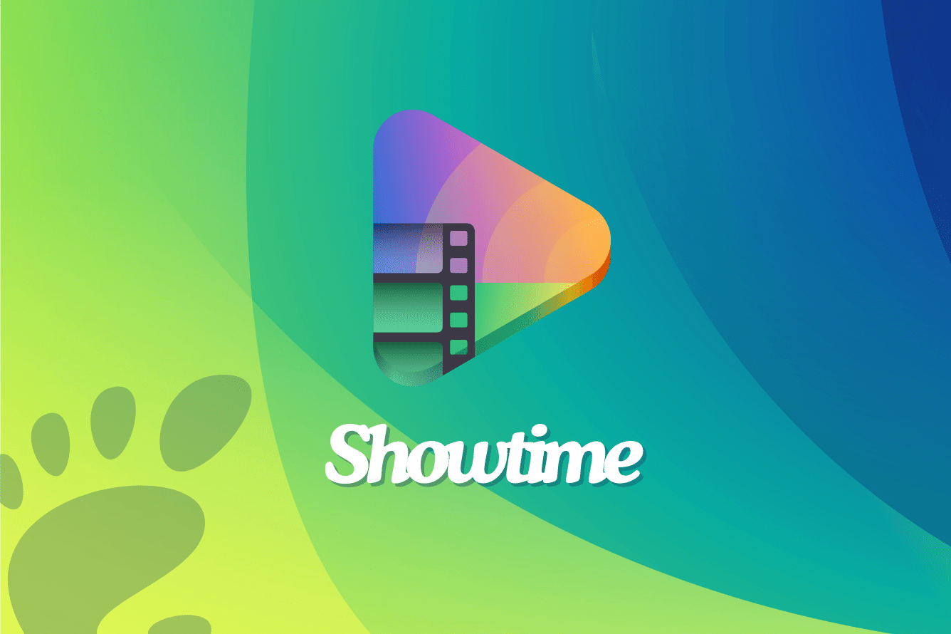 Icono del reproductor de video Showtime con huellas de mapache