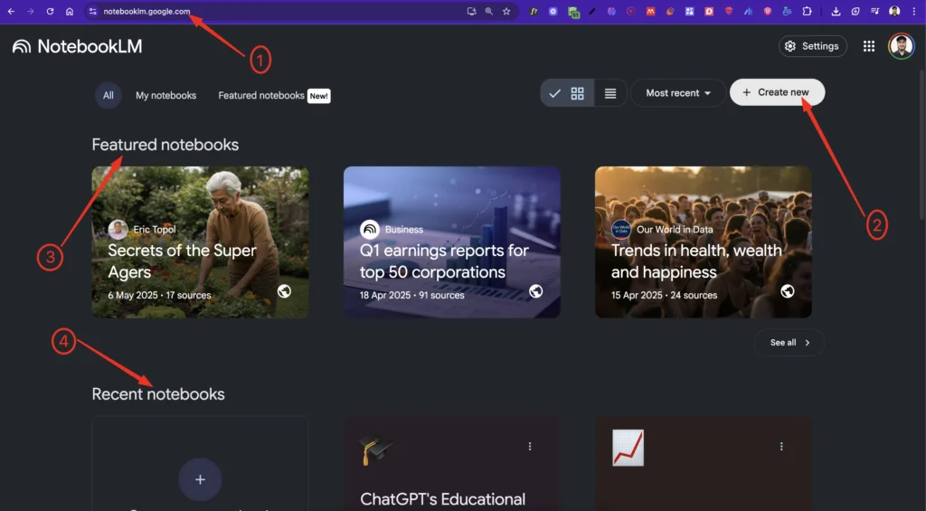 NotebookLM Interface