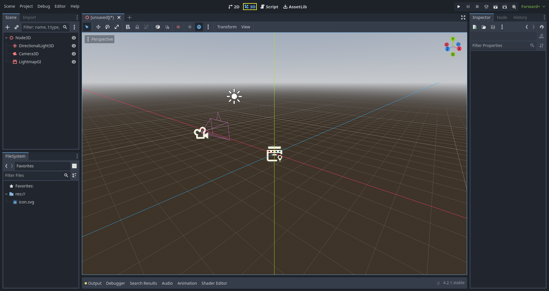 Godot 3D场景编辑器界面